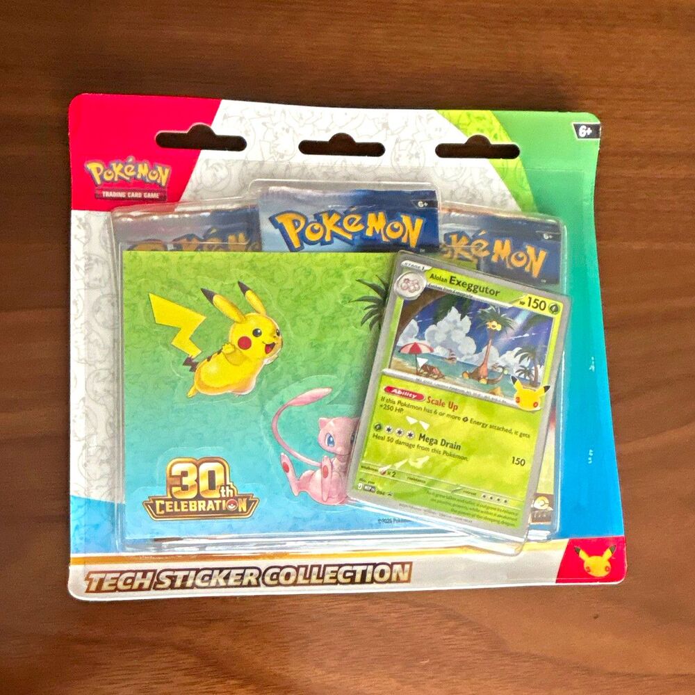 Pokémon TCG 30th Celebration Tech Sticker Collection Sealed 3 Booster Packs